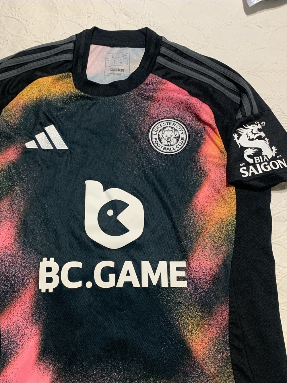 adidas Black Football Jersey with Leicester City Crest
